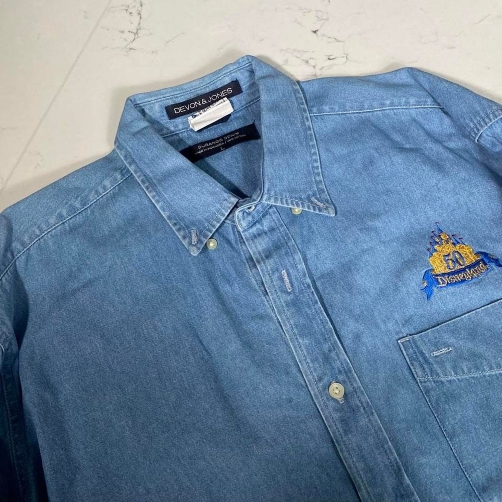 Vintage Disney Imagineering 50th Anniversary‎  Denim Button Down Shirt Men's L